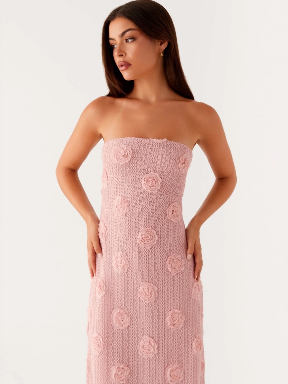 Peppermayo pink mesh 3D rose maxi dress - Picture 4 of 8